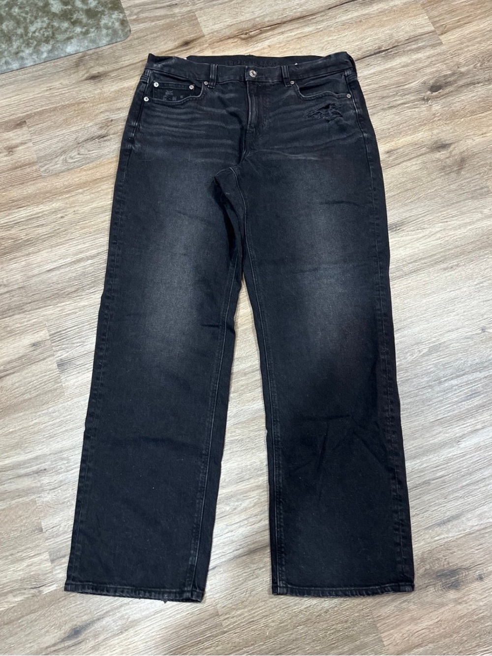 American Eagle Black Curvy Straight Jeans Size 14 Long